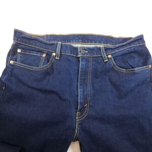 Levis 505 Mens 38x34 Blue Dark Wash Straight Regular Fit Denim Jeans